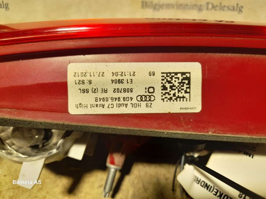 Baklykt høyre indre til Audi A6 2011-2014 (Type IV, Fase 1) (C7) (C7) (|4g9945094b)