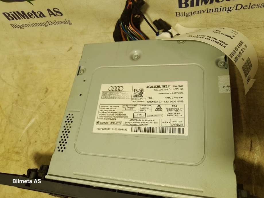 Bilstereo CD-veksler til Audi A6 2011-2014 (Type IV, Fase 1) (C7) (C7) (|4g0035193F)