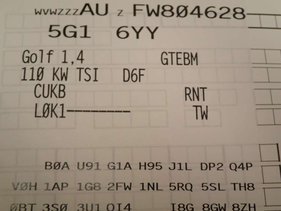 VW Golf VII 2012-2017 (Fase 1) delebil , Motorkode: CUKB, Girkassekode: RNT