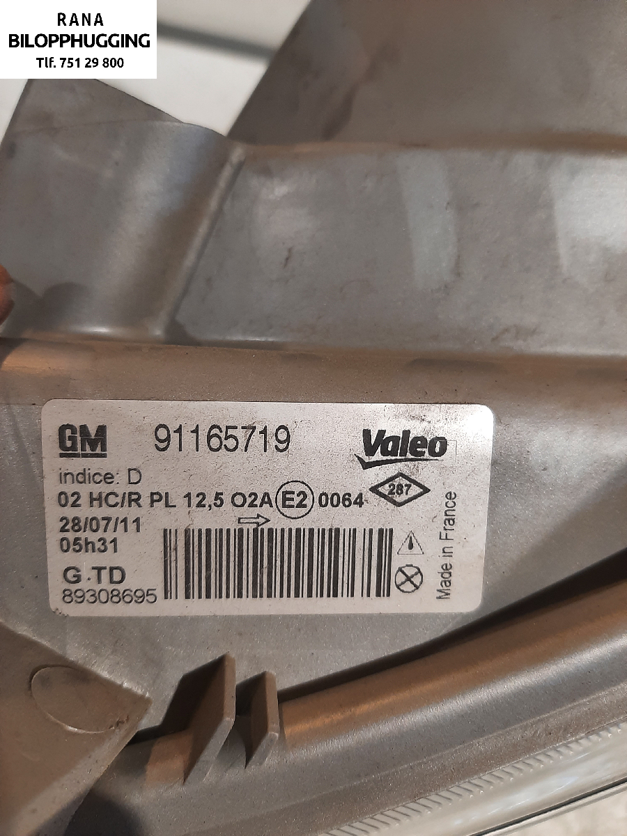 Frontlykt venstre halogen til Nissan Interstar 2002-2004  (|91165719  GM)