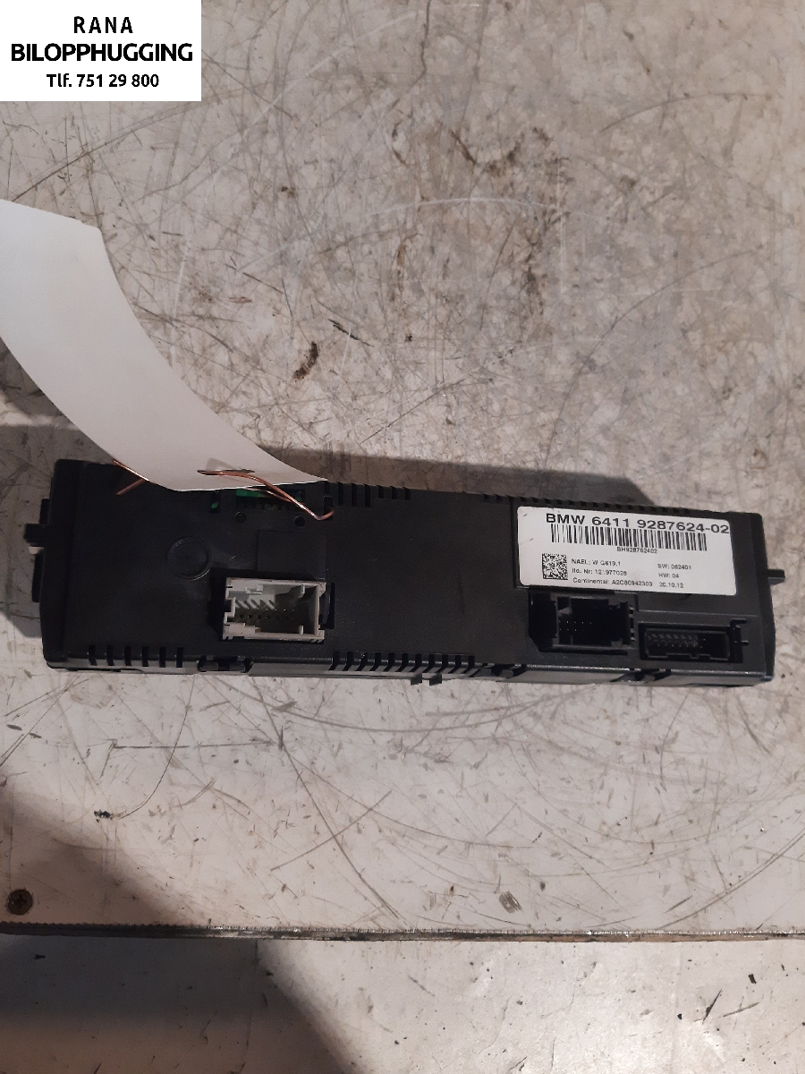 Varmeapparat betjening til BMW X1 2009-2015 (E84) (E84) (X DRIVE 18 D||6411 9287624-02)