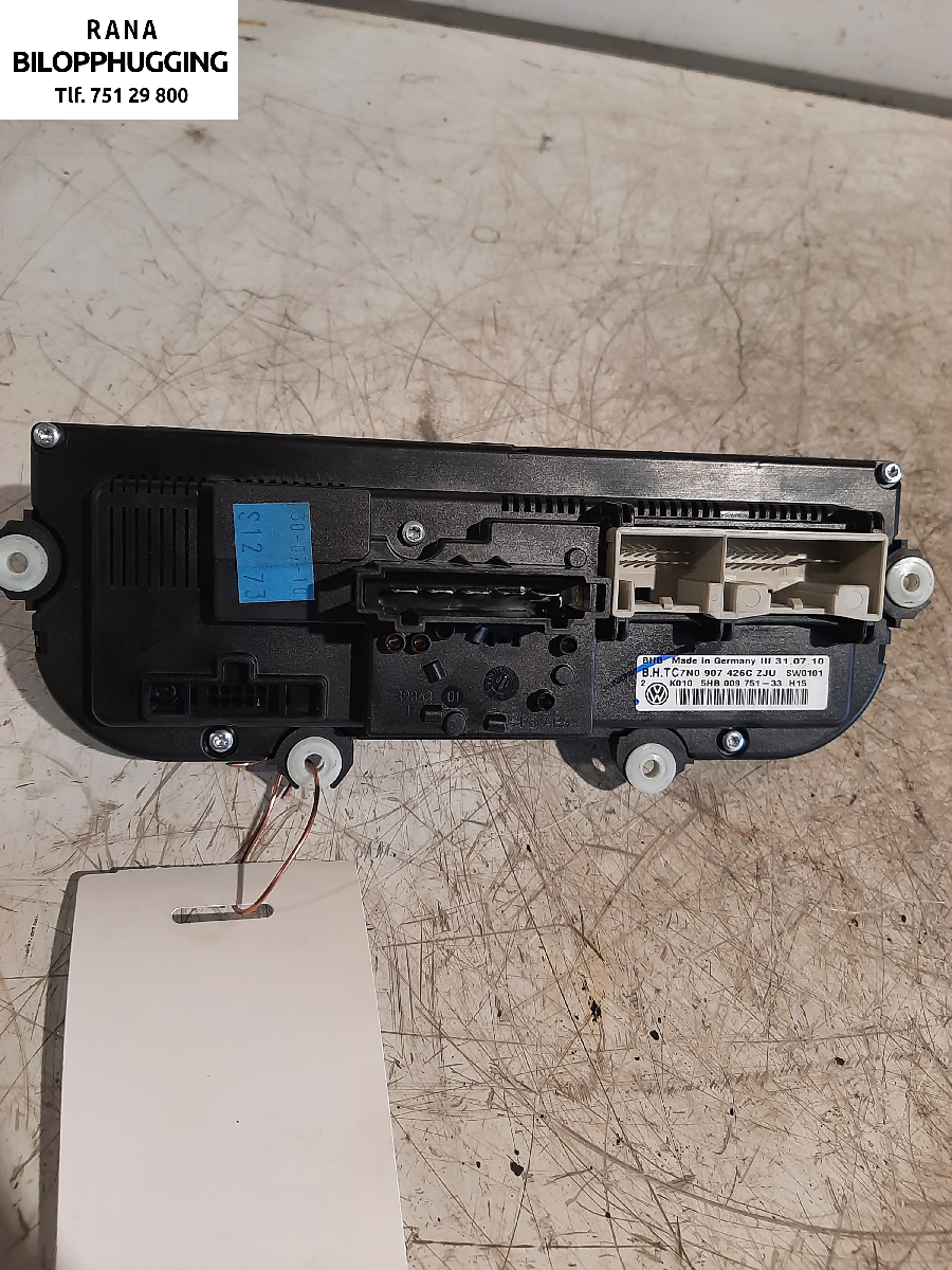 Varmeapparat betjening til VW Touran 2010-2015 (Type I, Fase 3)  (2,0 TDI   CFHC||K010 5HB 751-33 H15)