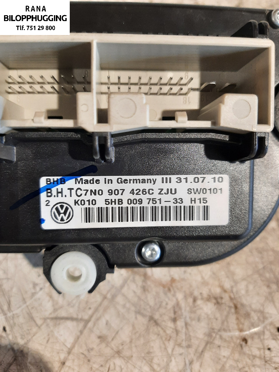 Varmeapparat betjening til VW Touran 2010-2015 (Type I, Fase 3)  (2,0 TDI   CFHC||K010 5HB 751-33 H15)