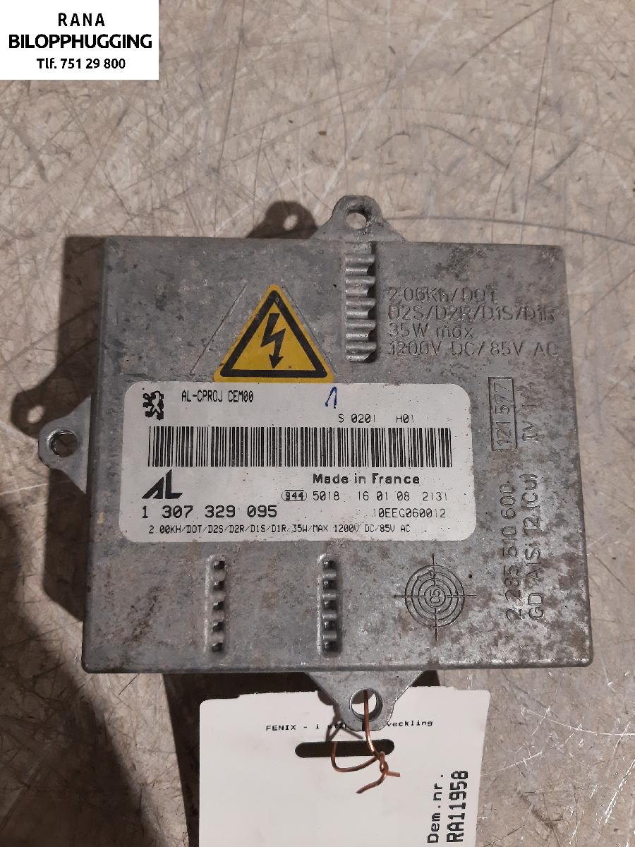 Styreenhet xenon/ballast til Peugeot 407 2004-2010 (1,6 HDI 9HZ|1307329095||1 307 329 095)