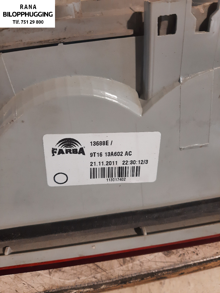 Baklykt høyre til Ford Transit Connect 2009-2013 (Type I, Fase 2)  (1,8 TDCI|5177810||9T1613A602)
