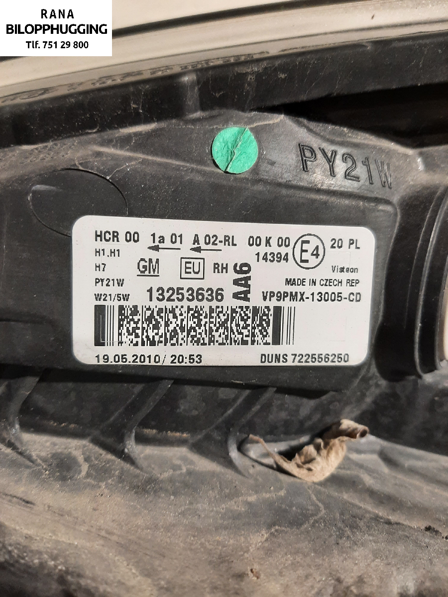 Frontlykt høyre halogen til Opel Meriva B 2010-2017  (OPEL|13305777||VP9PMX13005CD)