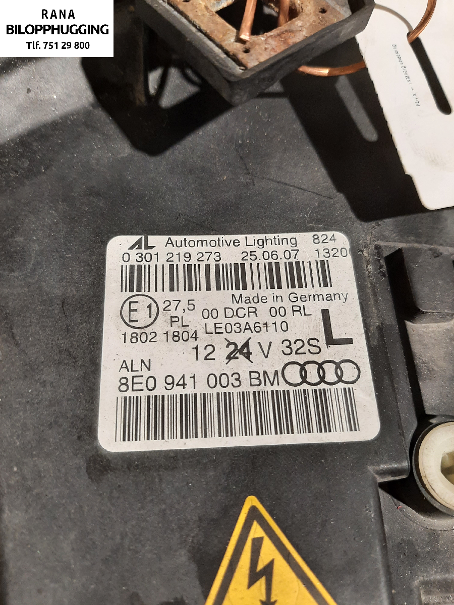Frontlykt venstre xenon til Audi A4 2004-2008 (Type III) (B7) (B7) (AUDI|8E0941029BM||8E0941003BM)