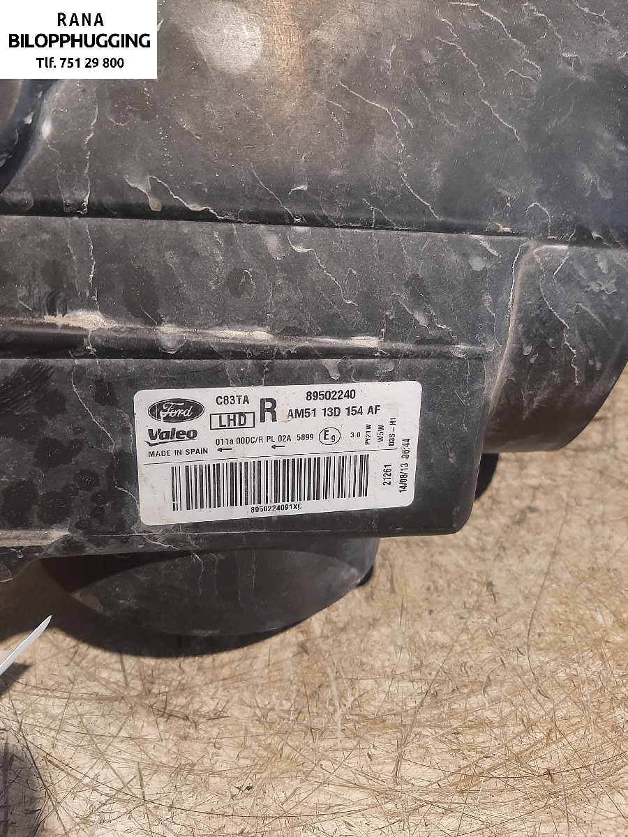 Frontlykt høyre xenon til Ford C-Max 2010-2015 (Type II, Fase 1) (FORD||89502240)