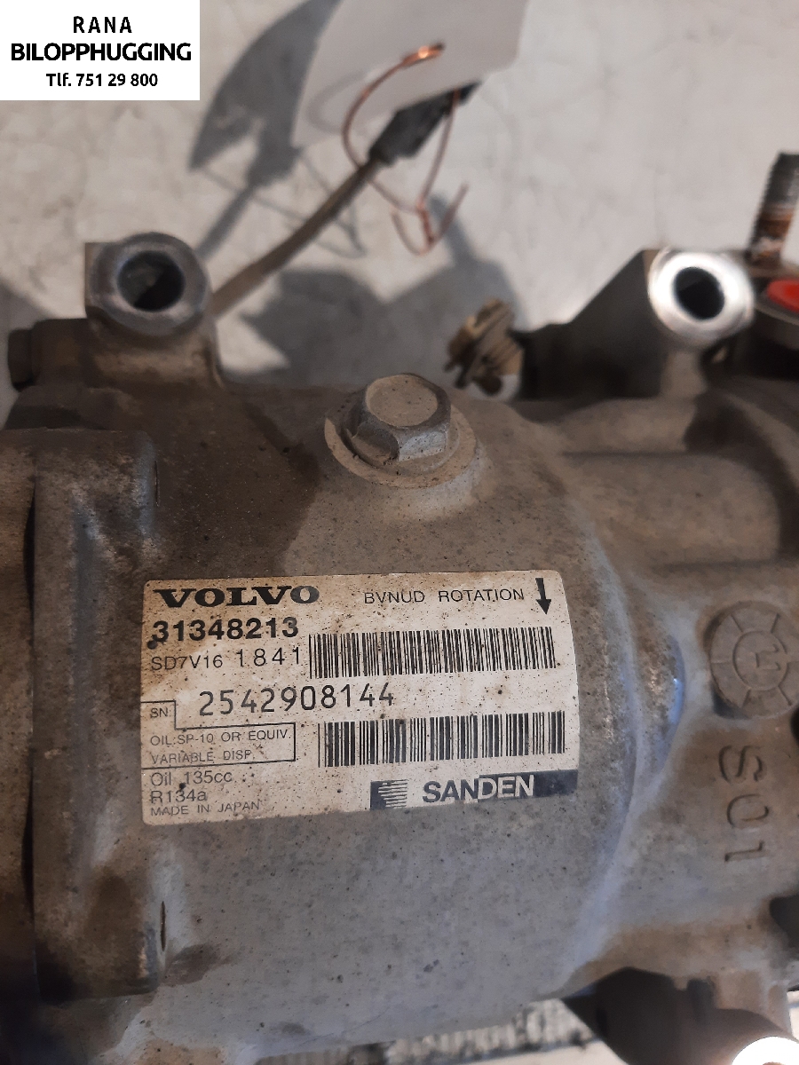 Aircondition kompressor til Volvo V70 2007-2013 (Type III, Fase 1)  (1,6 Drive/D2|31348213|NBA 0931|)