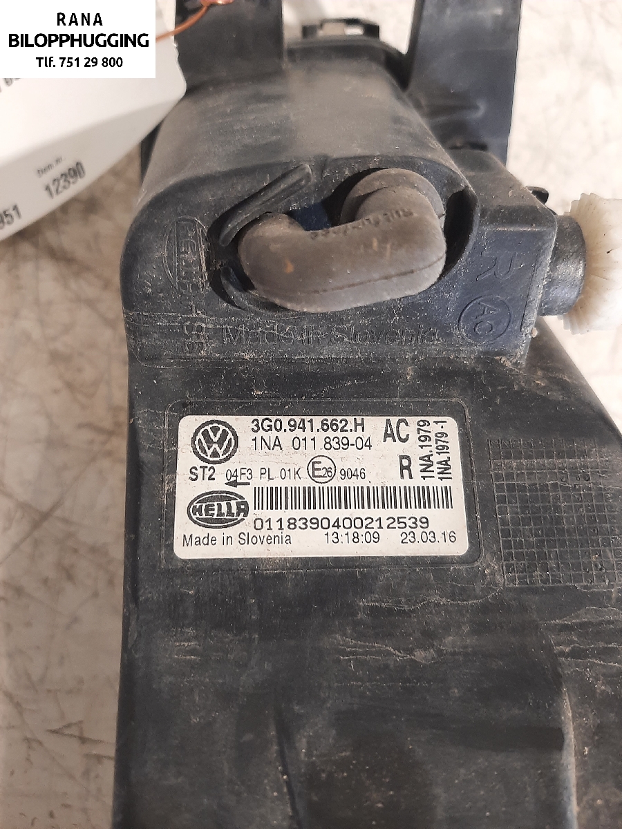 Tåkelykt høyre foran til VW Passat 2015-2019 (Fase 1) (B8) (B8) (VOLKSWAGEN||3G0941662H)