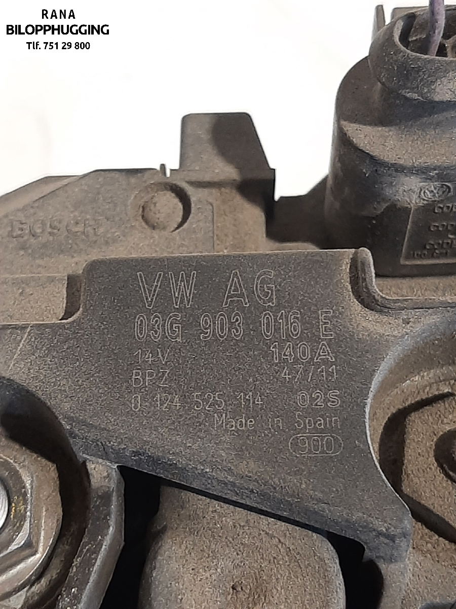 Dynamo til Audi Q5 2012-2017 (Type I, Fase 2)  (Q5 Quatro||NBG 3431|03G903016E)