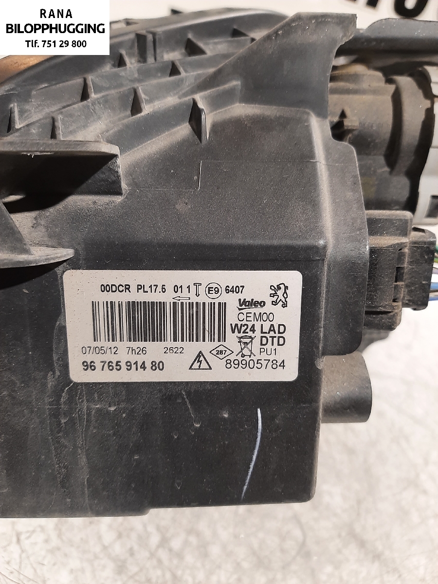 Frontlykt høyre xenon til Peugeot 508 2011-2014 (Type I, Fase 1)  (PEUGEOT||9676591480)