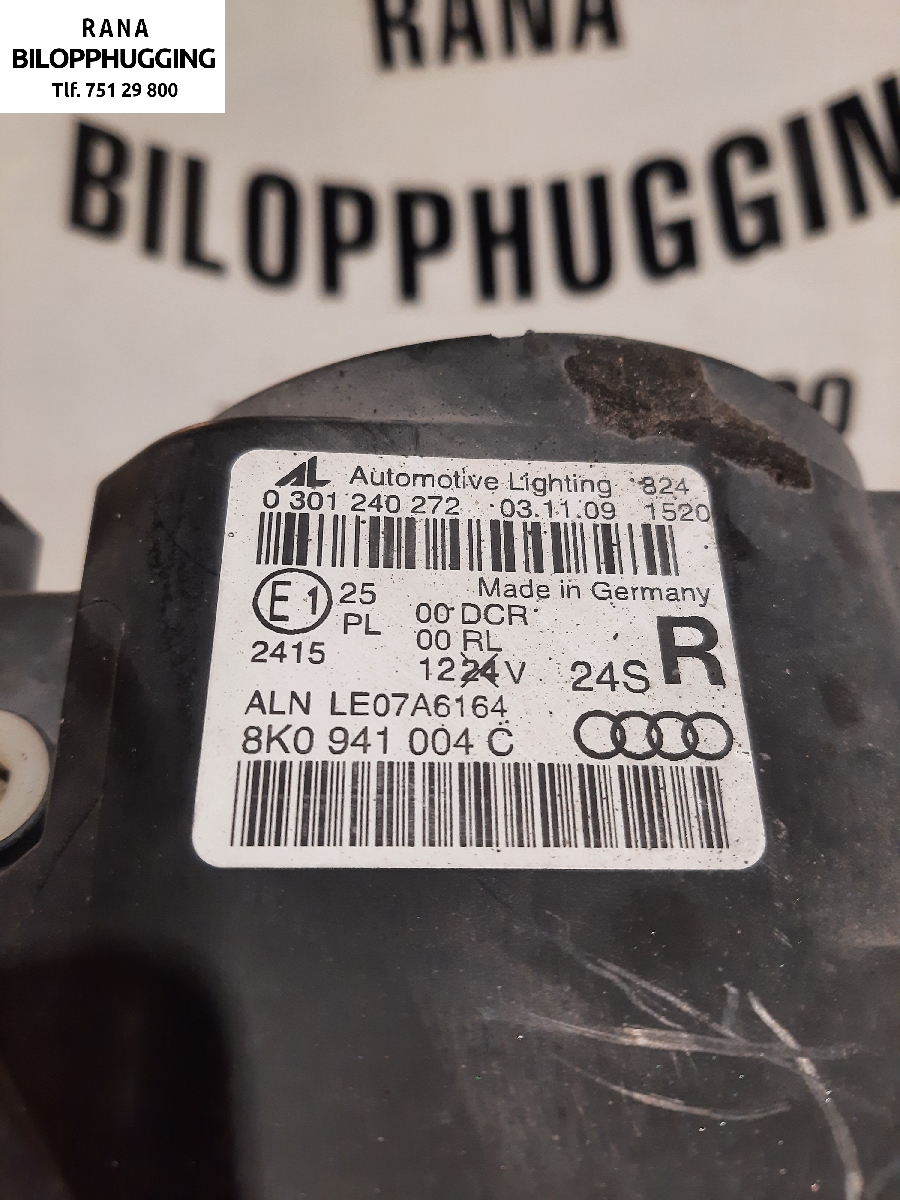 Frontlykt høyre xenon til Audi A4, Allroad 2009-2016 (Type I) (B8) (B8) (AUDI|8K0941030AJ||8K0941004C)