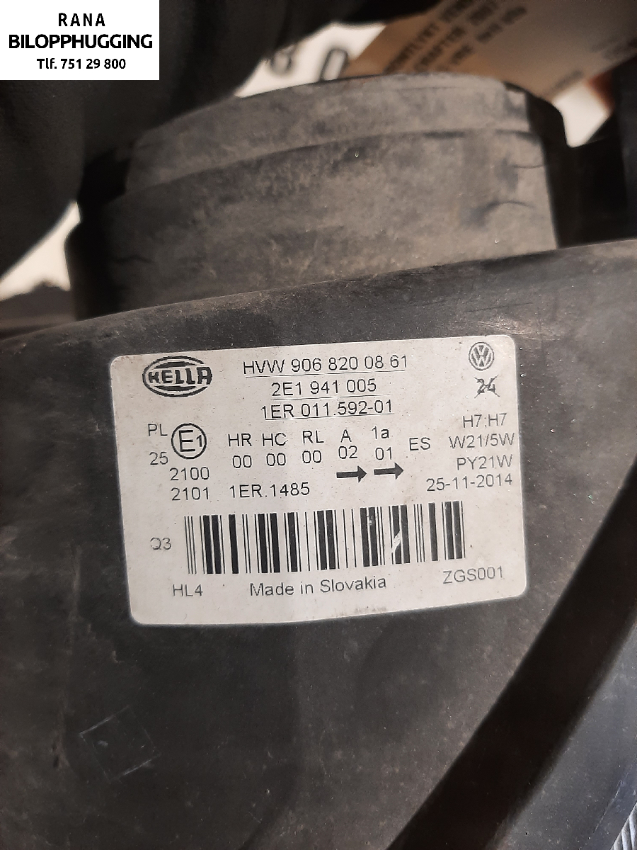 Frontlykt venstre halogen til VW Crafter 2011-2016 (Type I, Fase 2)  (2,0 TDI     30-35||2E1941005)