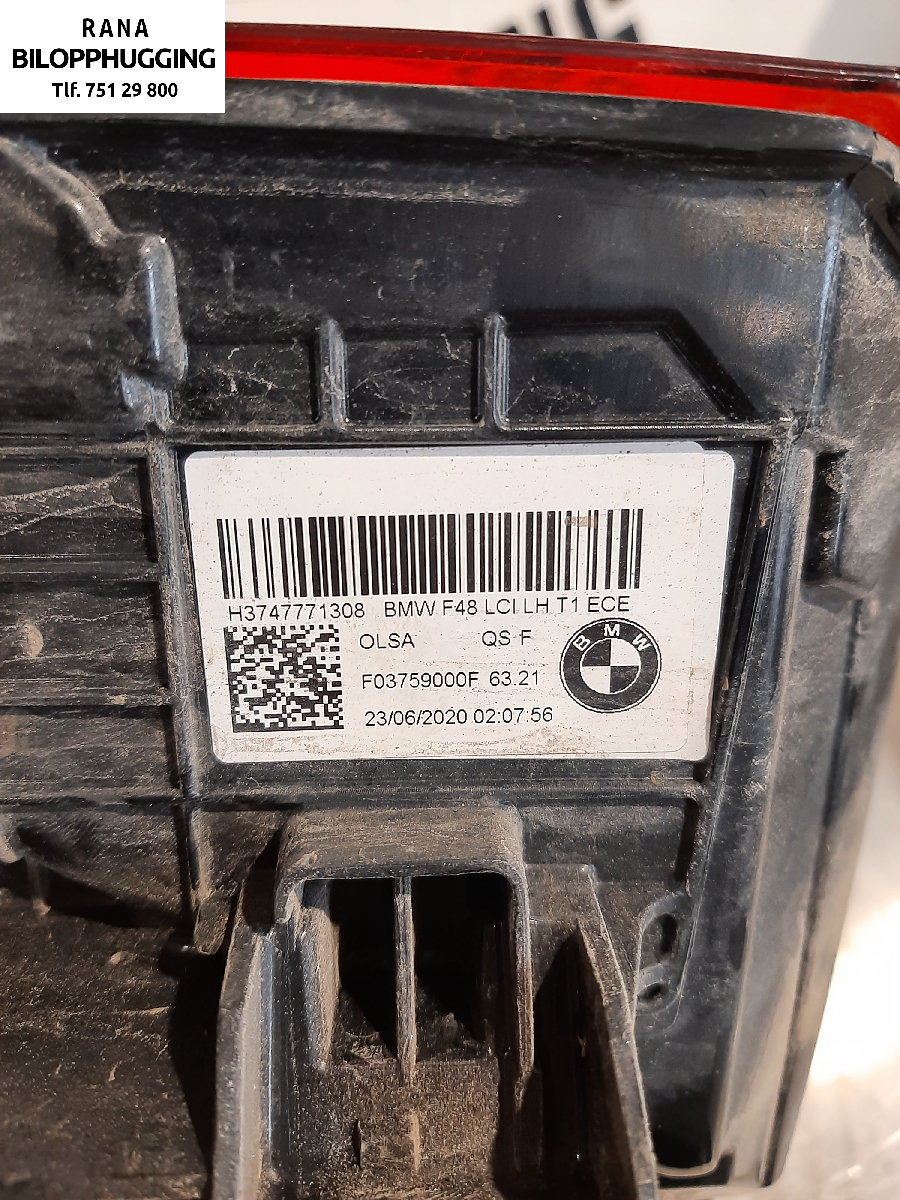 Baklykt venstre til BMW X1 2015-2022 (F48) (F48) (BMW|63217477713||H3747771308)