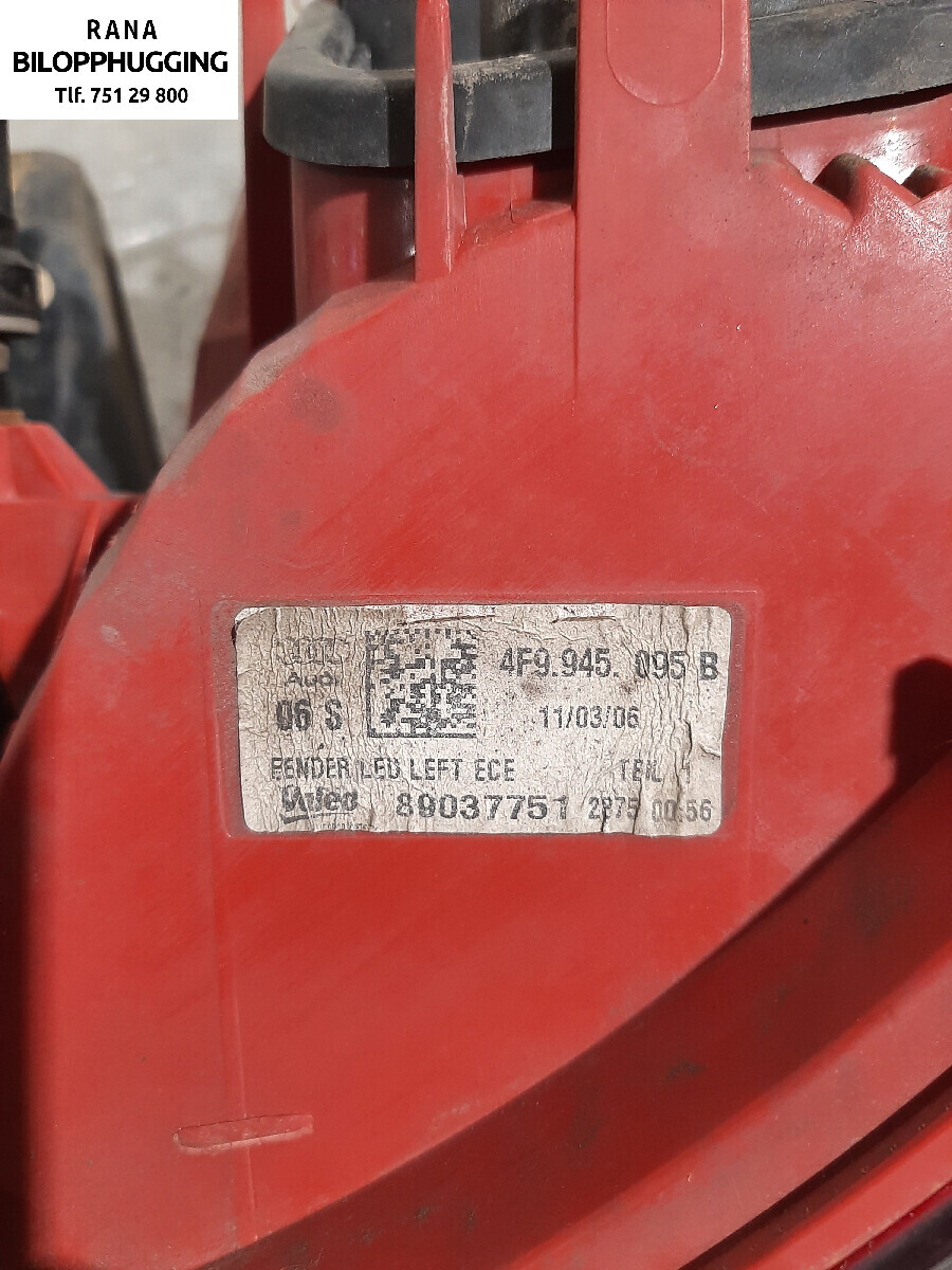 Baklykt venstre til Audi A6 2005-2008 (Type III, Fase 1) (C6) (C6) (AUDI|4F9945095H|)