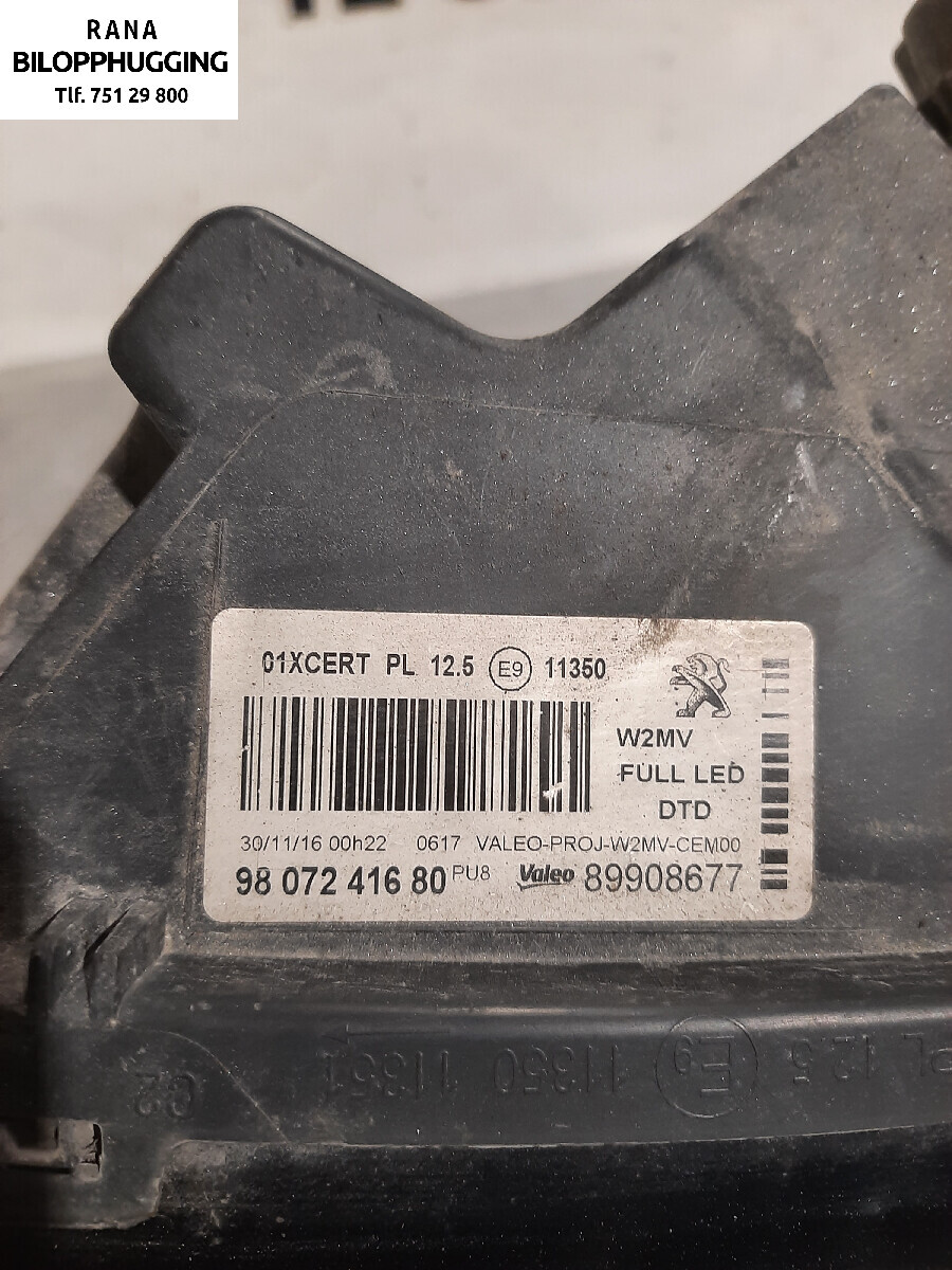 Frontlykt høyre xenon til Peugeot 508 2014-2018 (Type I, Fase 2)  (PEUGEOT|9807241680|)