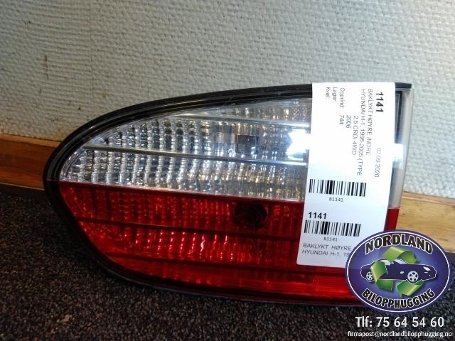 Baklykt høyre indre til Hyundai H-1, 1998-2005 (Type I, Fase 1)  