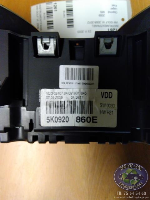 Instrumentpanel til VW Golf VI 2008-2012  