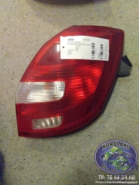 Baklykt høyre til Škoda Fabia 2007-2010 (Type II, Fase 1)