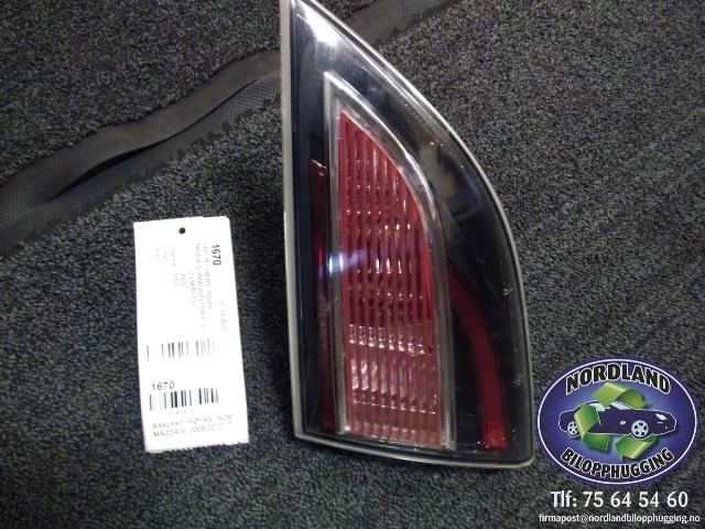 Baklykt høyre indre til Mazda 6, 2008-2010 (Type II, Fase 1)  