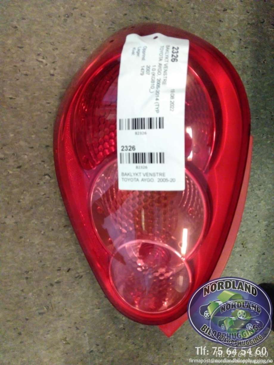 Baklykt venstre til Toyota Aygo, 2005-2014 (Type I)  