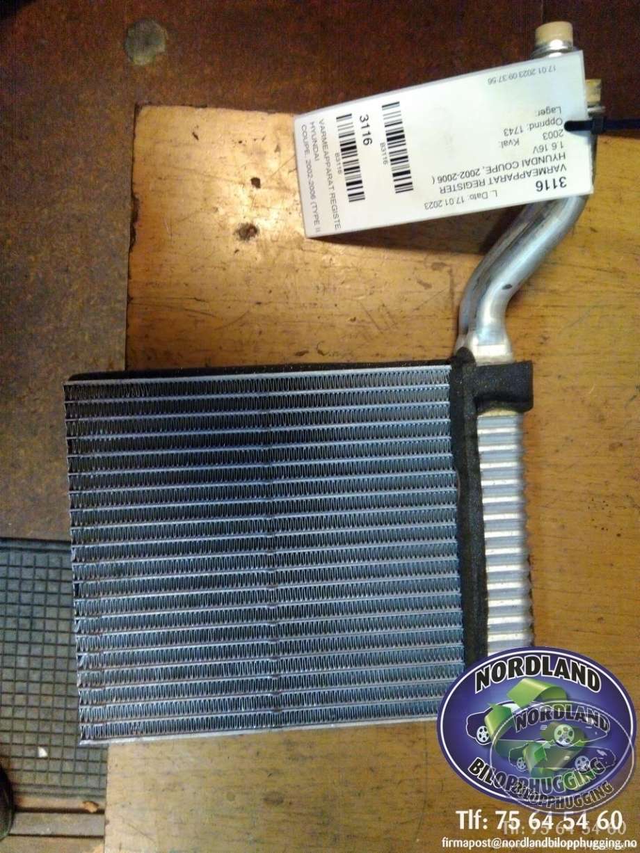 Varmeapparat register til Hyundai Coupe, 2002-2006 (Type II, Fase 1)  