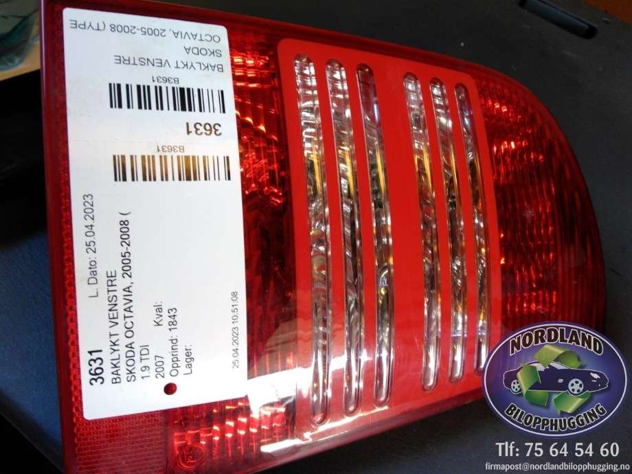 Baklykt venstre til Škoda Octavia 2005-2008 (Type II, Fase 1)