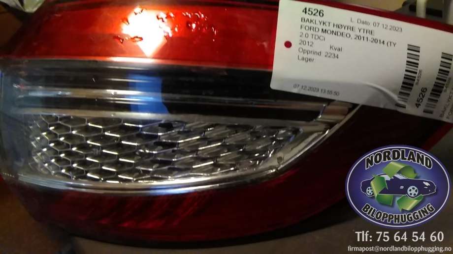 Baklykt høyre ytre til Ford Mondeo, 2011-2014 (Type IV, Fase 2)  