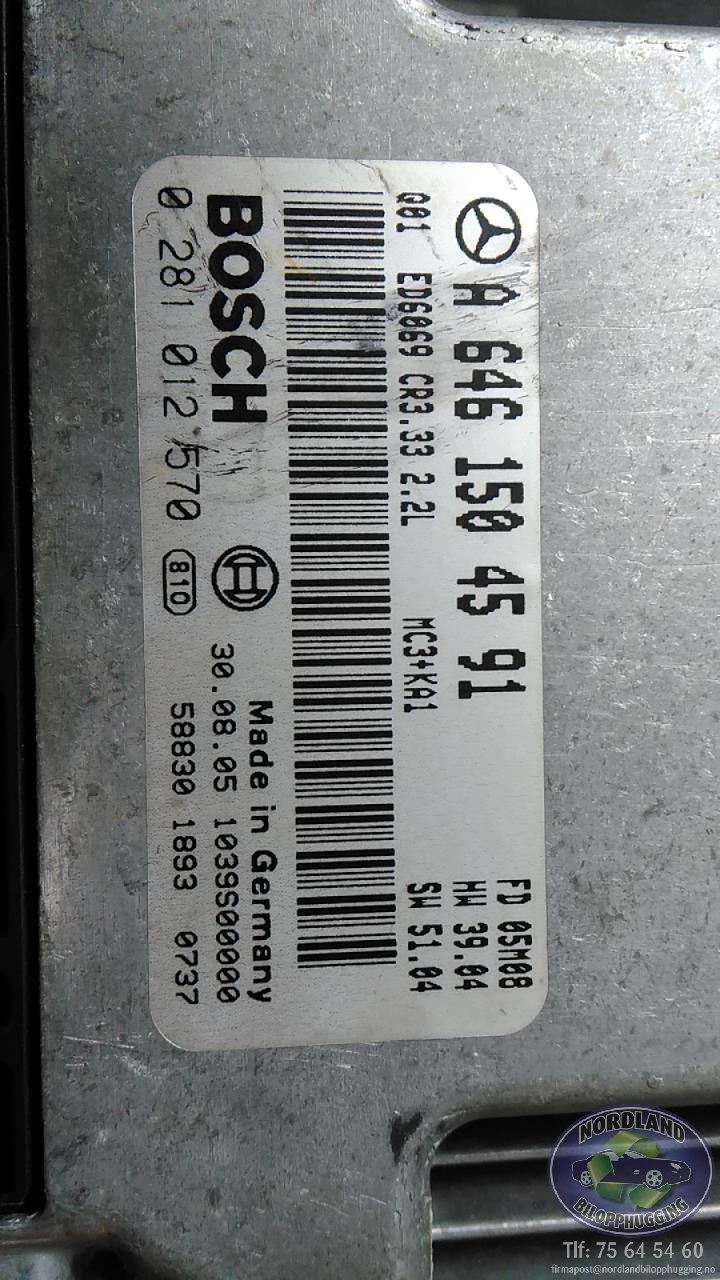 Styreenhet motor til Mercedes Vito/Viano 2004-2010 (Fase 1) (W639) (W639) (A 646 150 45 91|BOSCH 0281 012 570|)