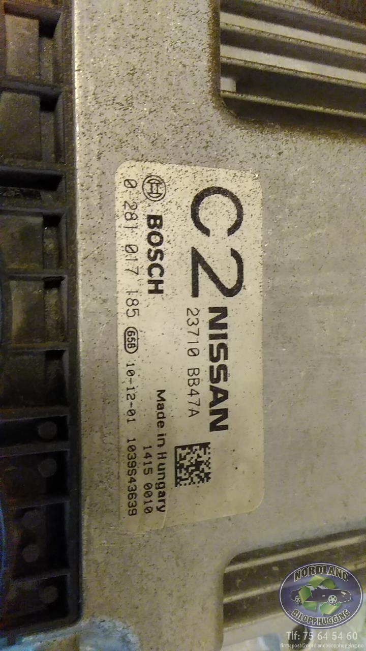 Styreenhet motor til Nissan Qashqai 2010-2014 (Type I, Fase 2) (BOSCH|0281017185|23710BB47A|)