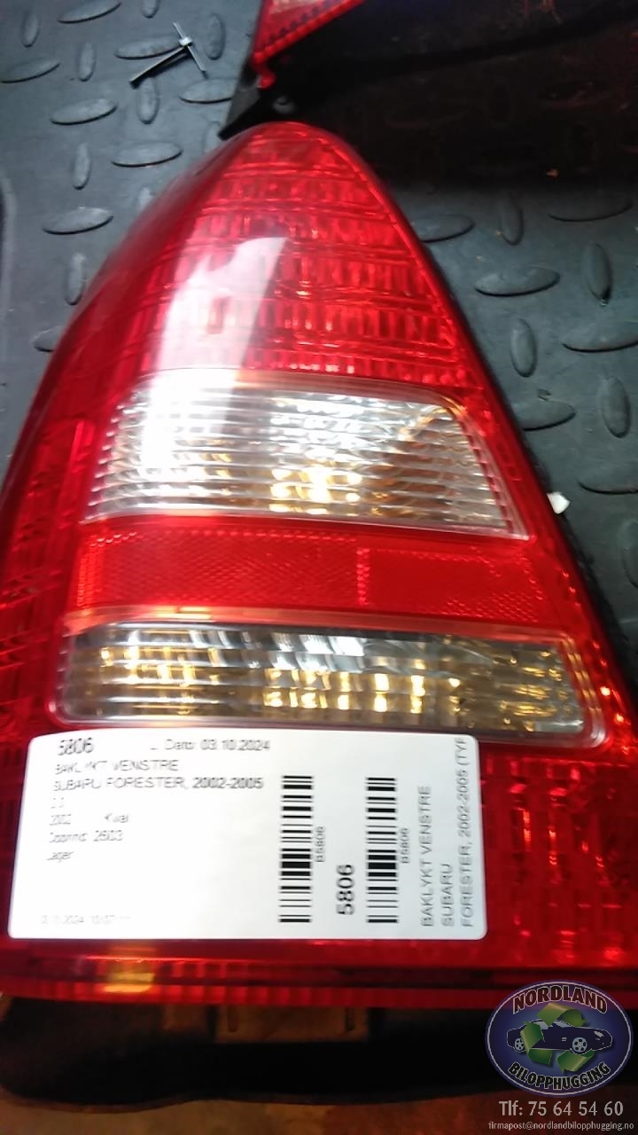 Baklykt venstre til Subaru Forester, 2002-2005 (Type II, Fase 1)  