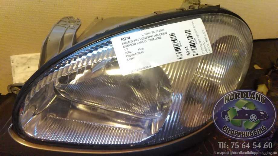Frontlykt venstre halogen til Daewoo Lanos, 1997-2002