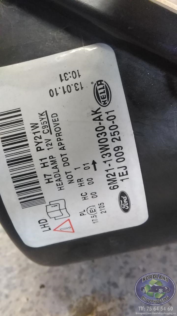 Frontlykt venstre halogen til Ford Galaxy 2010-2015 (Type III, Fase 2)  (6M2113W030AK|1EJ00925001|)