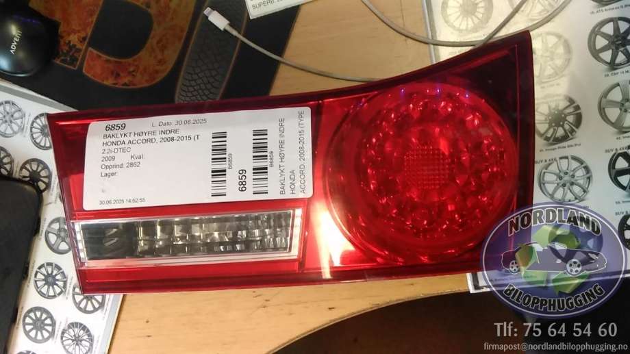 Baklykt høyre indre til Honda Accord, 2008-2015 (Type VIII)  