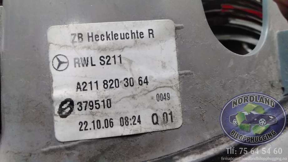Baklykt høyre indre til Mercedes E-Klasse 2006-2009 (Fase 2) (W211) (W211) (A2118203064|)