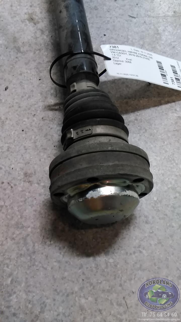 Drivaksel høyre foran, diesel/manuell til VW Caddy 2010-2015 (Type III, Fase 2)  (2K0407272E|)