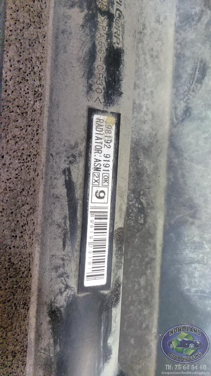 Radiator (manuell gir) til Isuzu D-Max 2012-2017 (Type II, Fase 1)  