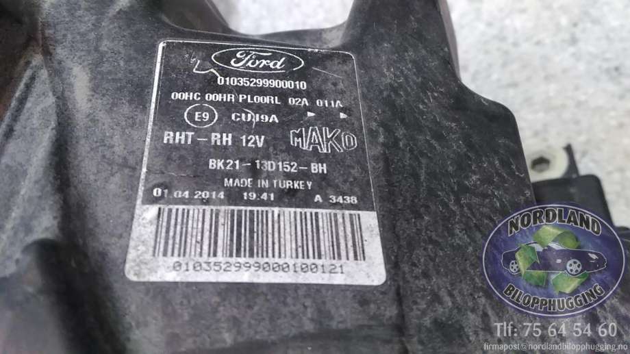Frontlykt høyre halogen til Ford Transit Custom 2013-2023 (Type I)  (BK2113D152BJ|)