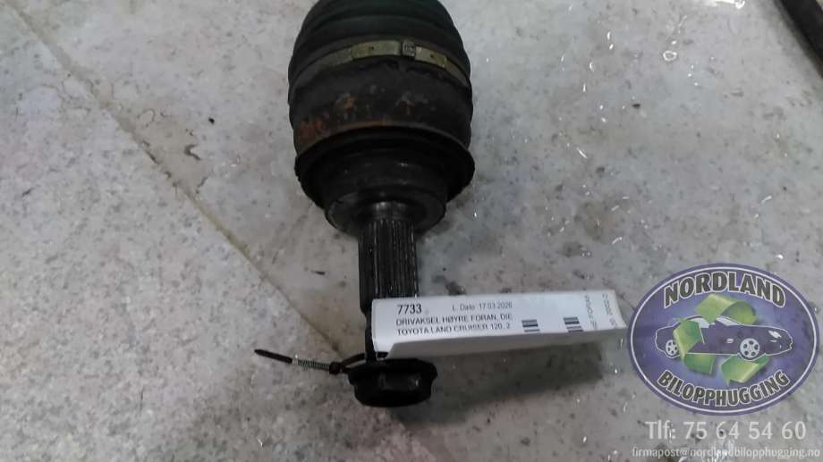 Drivaksel høyre foran, diesel/automat til Toyota Land Cruiser 120 2002-2009  