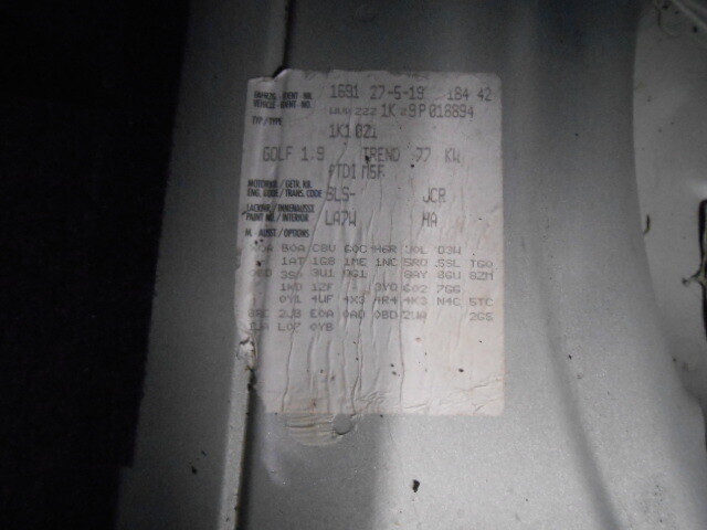 VW Golf V, Combi 2003-2008 , Motorkode: BLS, Girkassekode: JCR