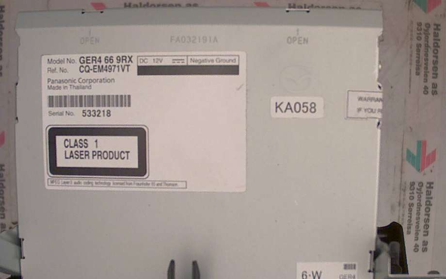 Bilstereo til Mazda 6 2013-2015 (Type III, Fase 1)  (MAZDA|GER4 66 9RX|)
