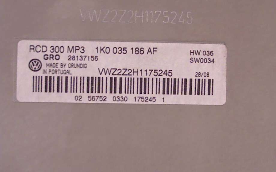 Bilstereo til VW Caddy 2004-2010 (Type III, Fase 1)  (VOLKSWAGEN CADDY TDI|1K0 035 186 AF|)
