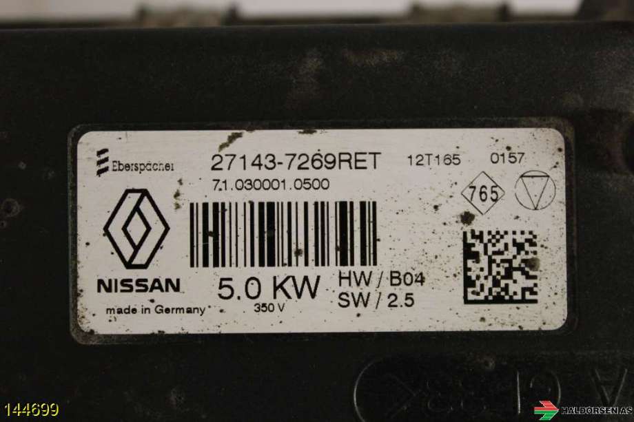 Motorvarmer elektrisk til Nissan Leaf 2011-2017 (Type I)  (NISSAN|27143-7269RET|)