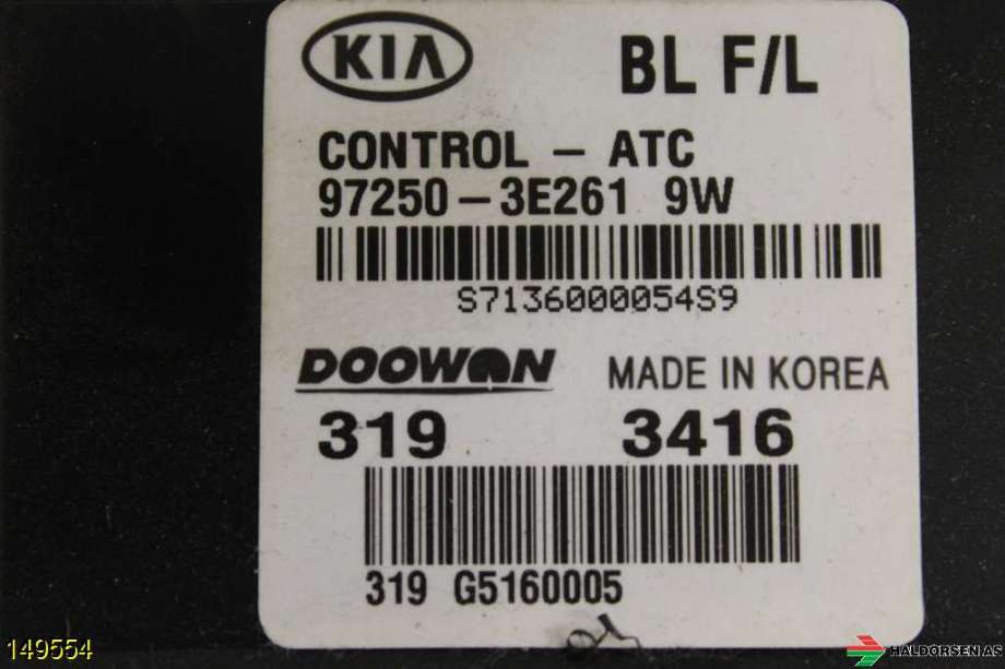Varmeapparat betjening til Kia Sorento 2003-2009 Type I (KIA|97250-3E261 9W|)