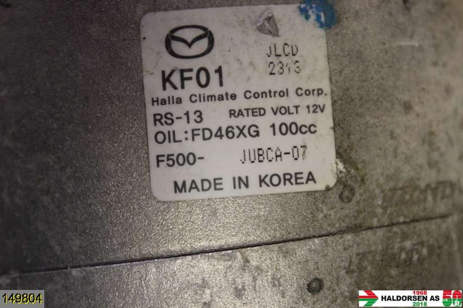 Aircondition kompressor til Mazda 3 2013-2016 (Type III, Fase 1)  (MAZDA|F500-JUBCA-07|)