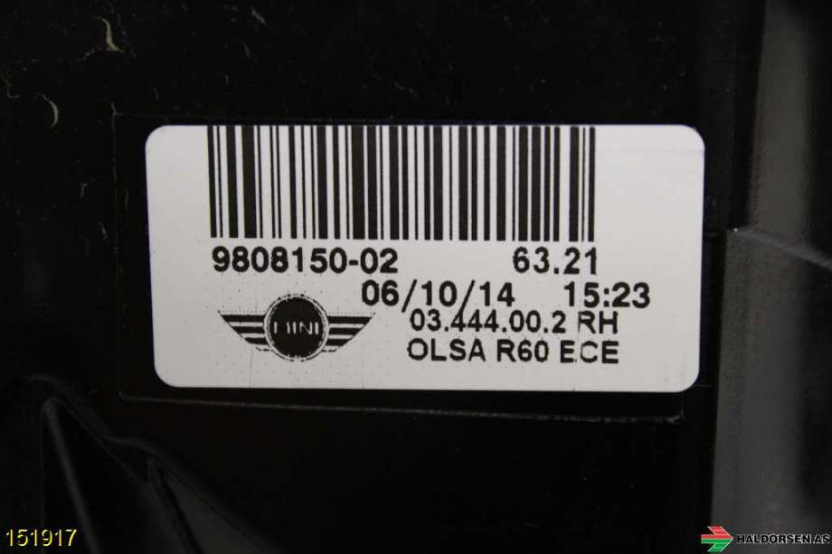Baklykt høyre til Mini Countryman 2010-2016 (R60) (R60) (MINI||9808150-02)