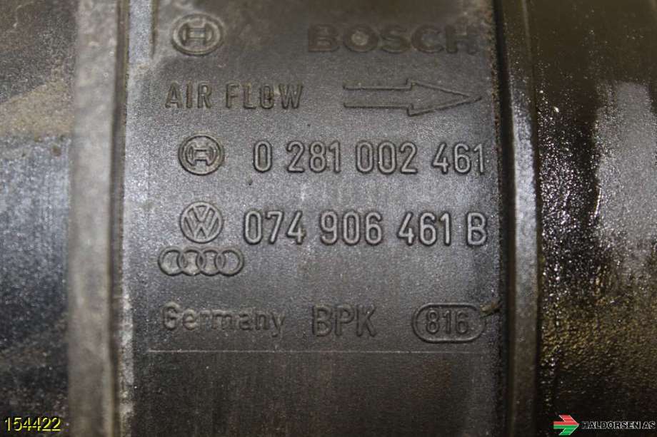 Luftmengde/luftmassemåler til Audi A6 2005-2008 (Type III, Fase 1) (C6) (C6) (AUDI|074 906 461 E|)
