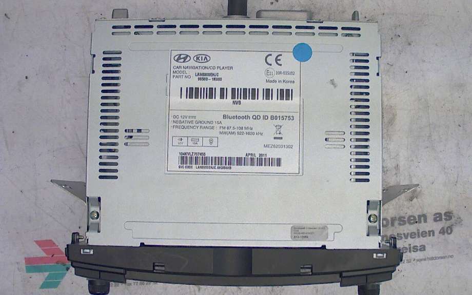 Bilstereo navigasjon til Hyundai Ix20 2010-2017  (HYUNDAI|96560 1K0004X|)