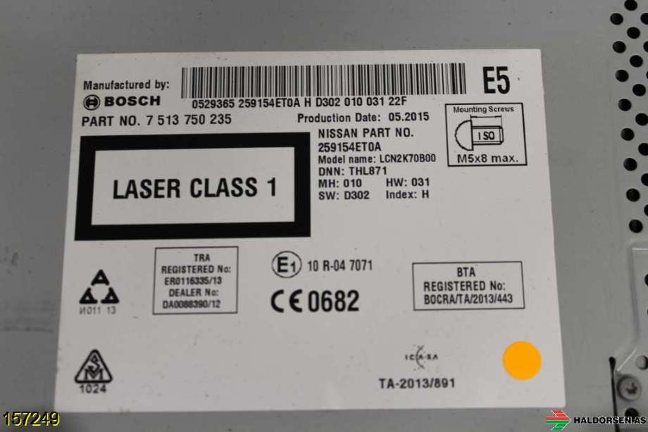 Bilstereo navigasjon til Nissan X-Trail 2014-2022 (T32) (T32) (NISSAN|25915 4ET0A|)